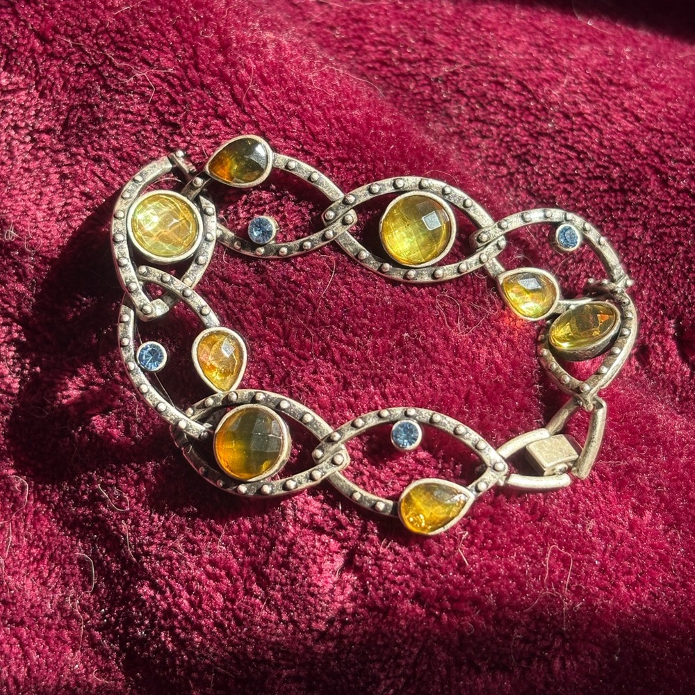 silver and yellow statement bracelet!